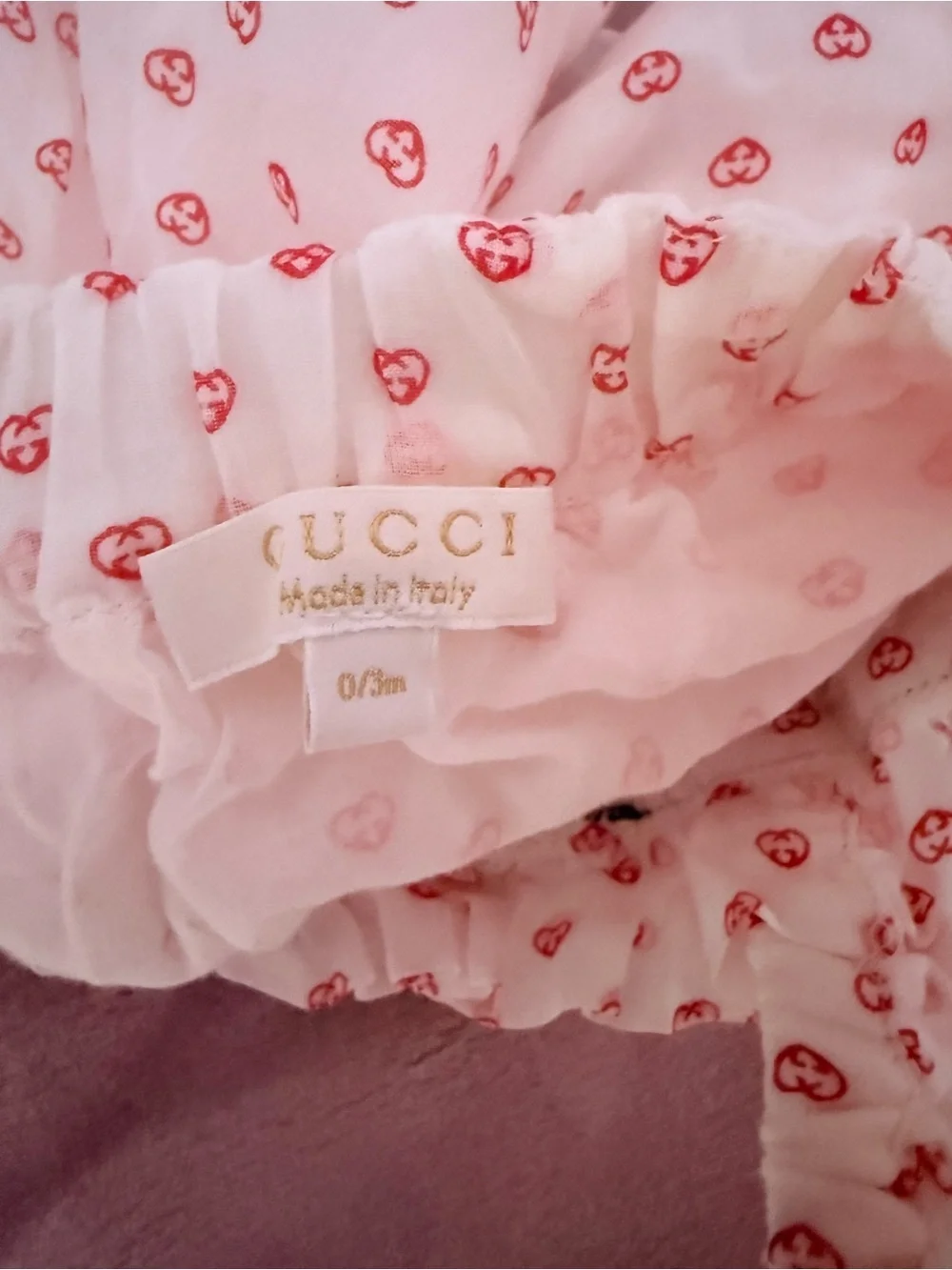 Gucci Girls Pink Heart Two-Piece Outfit with Navy Bow
